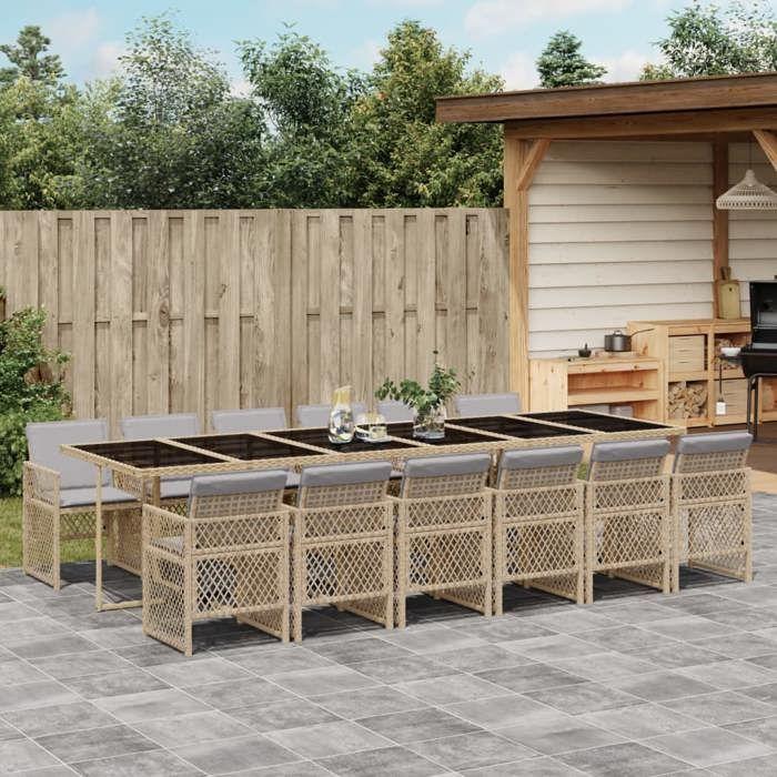 VidaXL Garden Dining Set and Cushions 13 Pcs Beige 3210768
