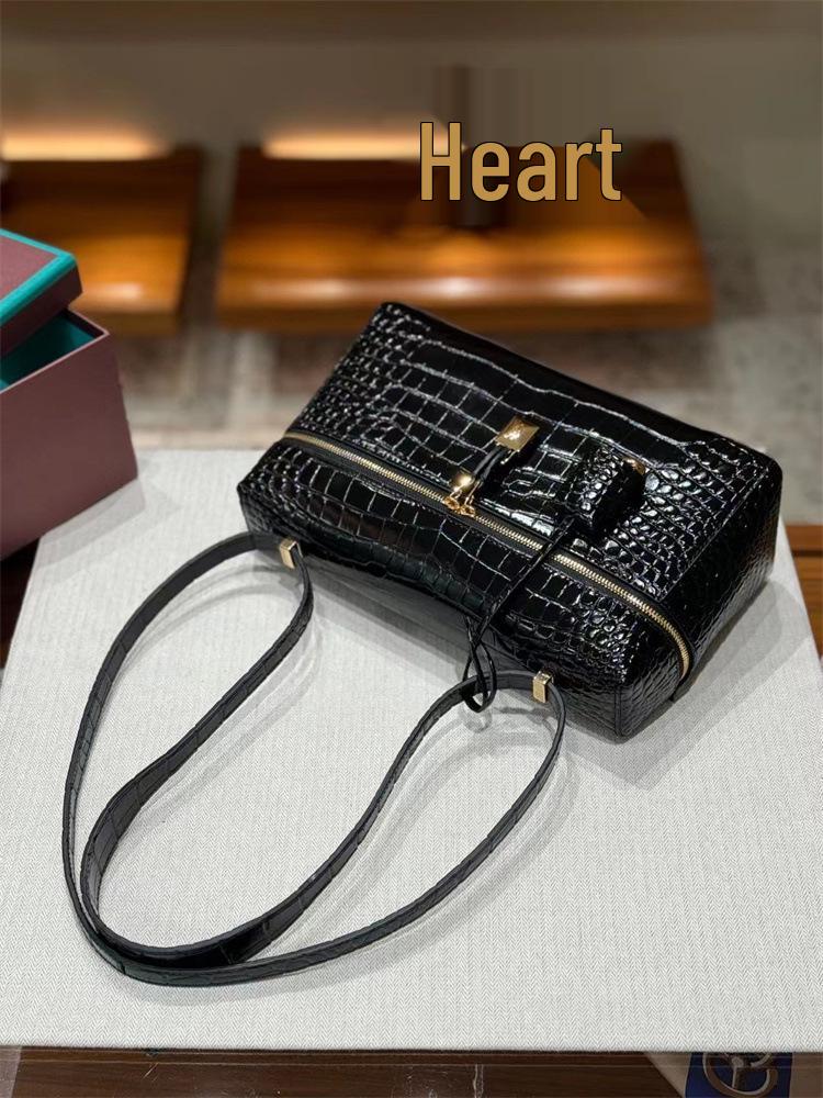 Alligator Grain Cowhide Lunch Bag 2025: Trendy Women's Crossbody & Handheld Shoulder Bag