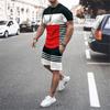 Men's Casual Sports Set Short Sleeve and Shorts Two-Piece Fashion Geometric Pattern Summer Daily Wear Comfortable Breathable