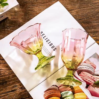 Colorful Bud Champagne Glass Cup Juice Drinks Dessert Glasses Modern Thickened Water Glasses Kitchen Bar Ornaments
