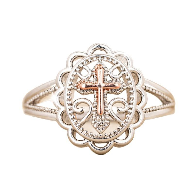Ring Goddess Flower Mysterious Baroque Two-Color Exquisite Lady Style Ring