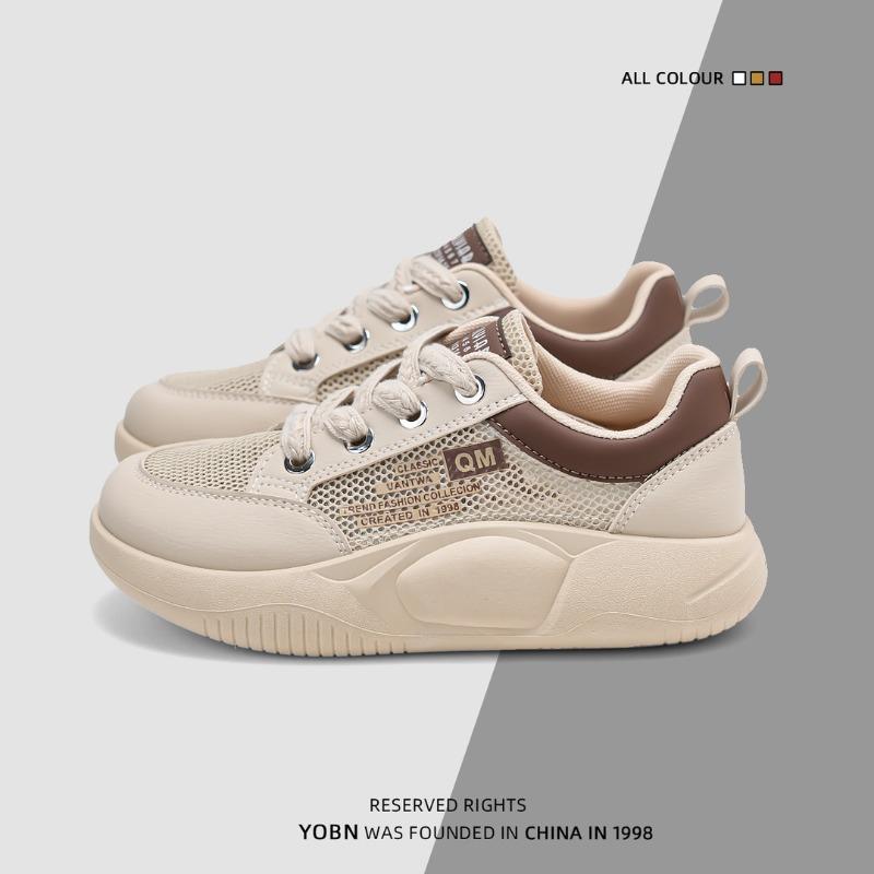 Spring Mesh Breathable Sports Shoes Soft Sole Comfortable Little White Shoes Versatile Student Single Shoes Thick Baseplate Shoes