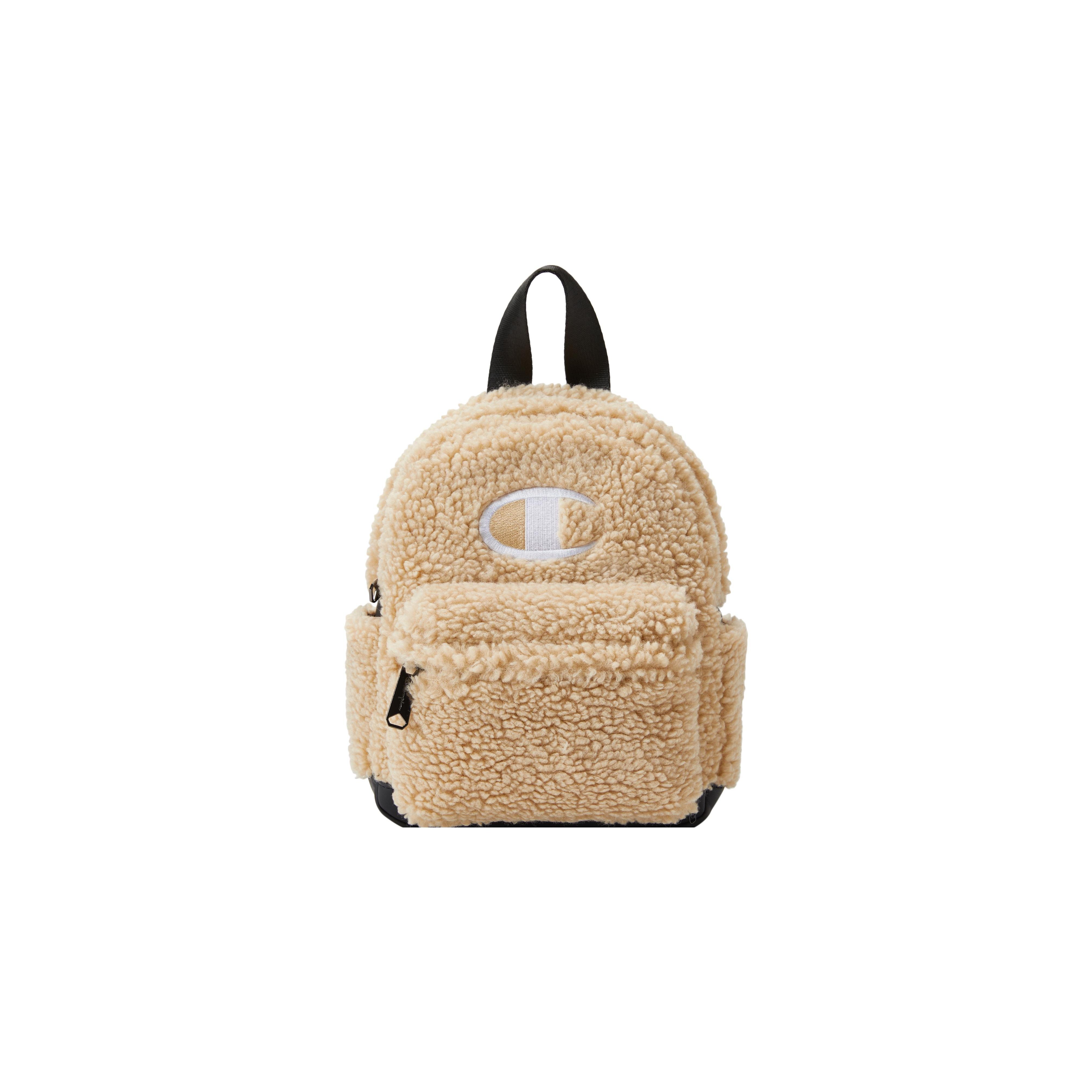 Champion Furry Series Soft Cute Classic C-Logo Embroidered Trendy Versatile Fabric Backpack Mini Unisex backpack U3DACPU53 Milk White/Black