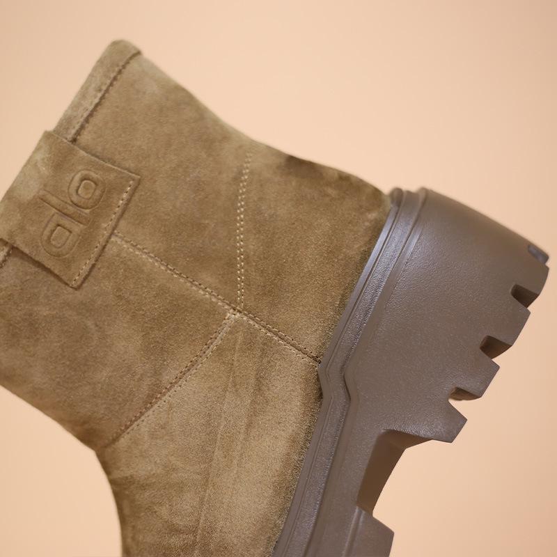 Women's Retro Capybara Chelsea Ankle Boots - Genuine Leather, Big Head Martin Style for 2025 Autumn Fashion