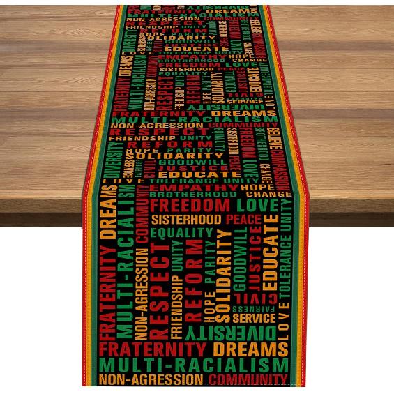 Nepnuser Juneteenth Table Runner Black History Month Party Decorations n n Freedom Day Dining Room Home Kitchen Decor 72 Inches Long 13  x 72
