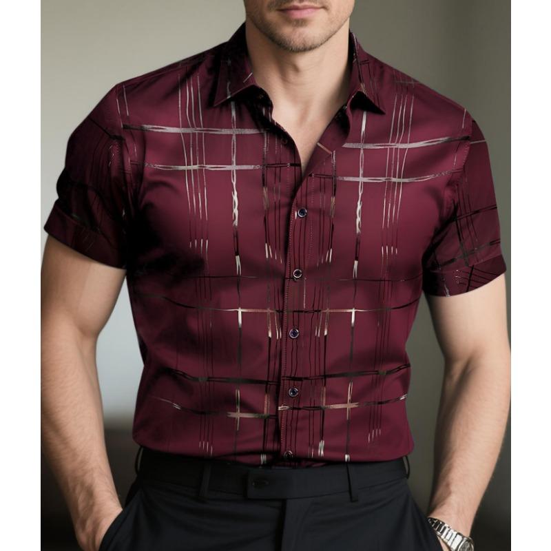 Men's Summer Casual Button Down Shirt Abstract Floral Print Short Sleeve Hawaiian Shirt