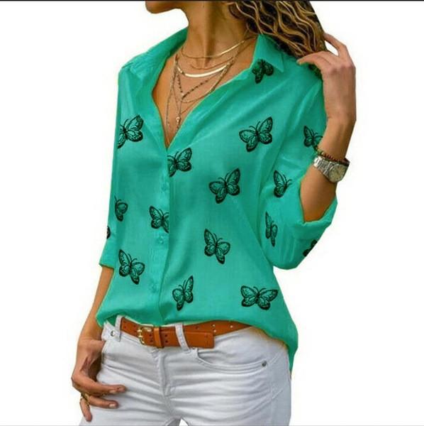 English Fashion Shirt With Butterfly Print And Spandex For Casual Wear