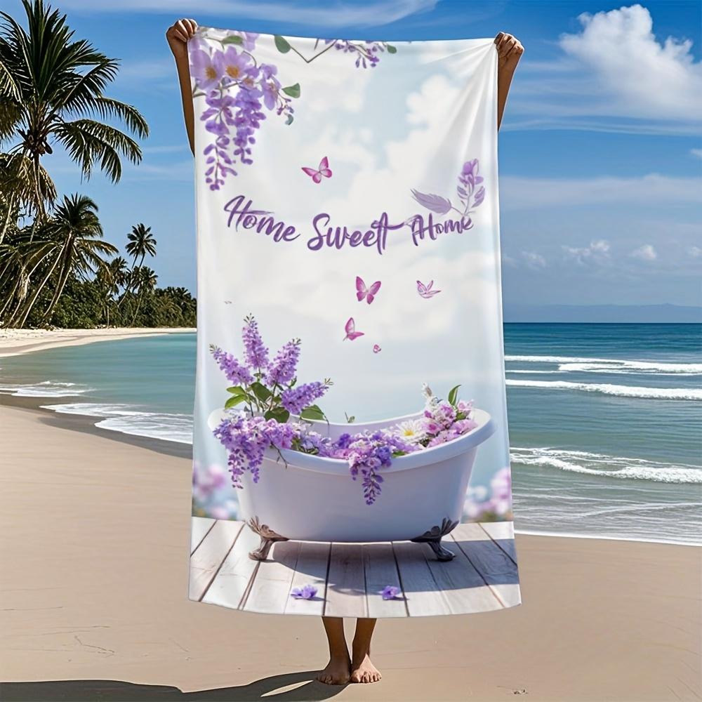 

Single Charming Lavender Microfiber Bath Towel Quick Dry Highly Absorbent Luxurious Feel Stylish Look Ideal for Bathroom Pool W30*H60(CM)
