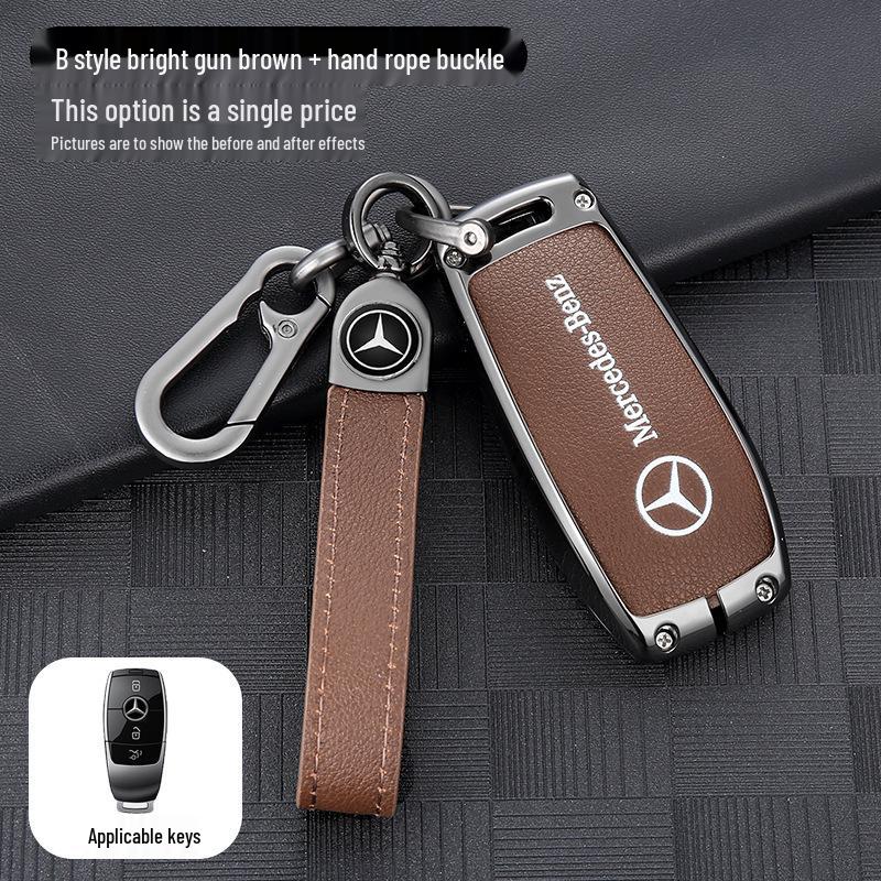 Mercedes-Benz E-Class Leather Key Cover for E300, E260L, C260, GLC300L, and GLE.