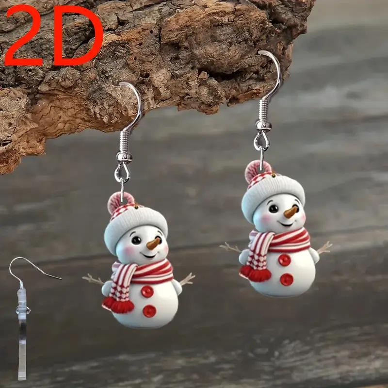 Christmas cross-border new cartoon snowman earrings flat acrylic creative cute snowman doll earrings jewelry