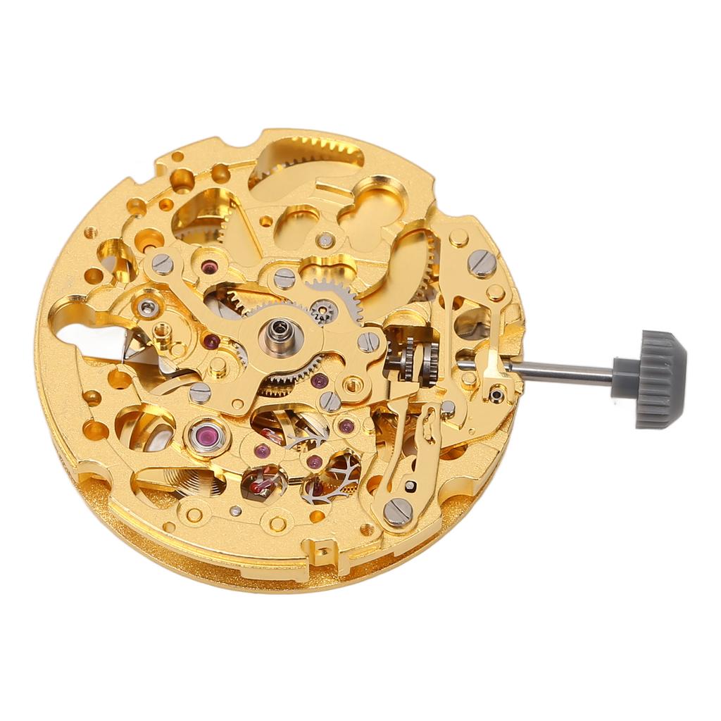 8N24 Watch Movement Golden Alloy Automatic Hollow Out Watch Replacement Movement Part