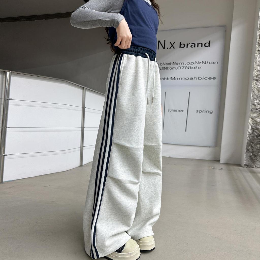 Pantaloni de trening casual cu picior larg pentru fete, stil coreean, pentru primăvară și toamnă