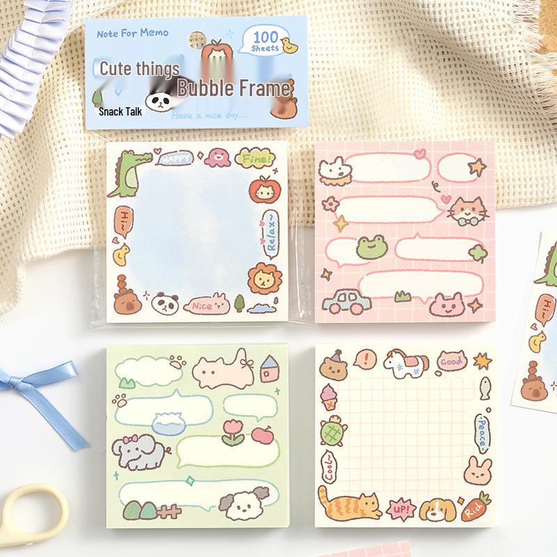 Cute Character Bubble Frame Sticky Notes - Cartoon Fun Illustration for Journals