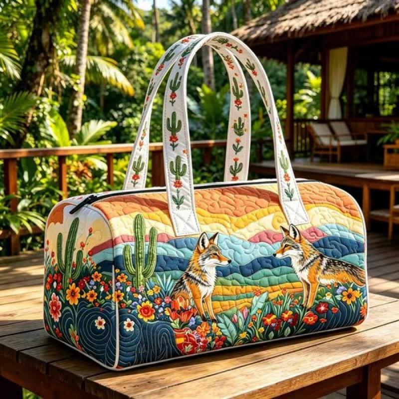 TEMU Quilted Travel Bag Fashion Print Womens Yoga Tote Gym