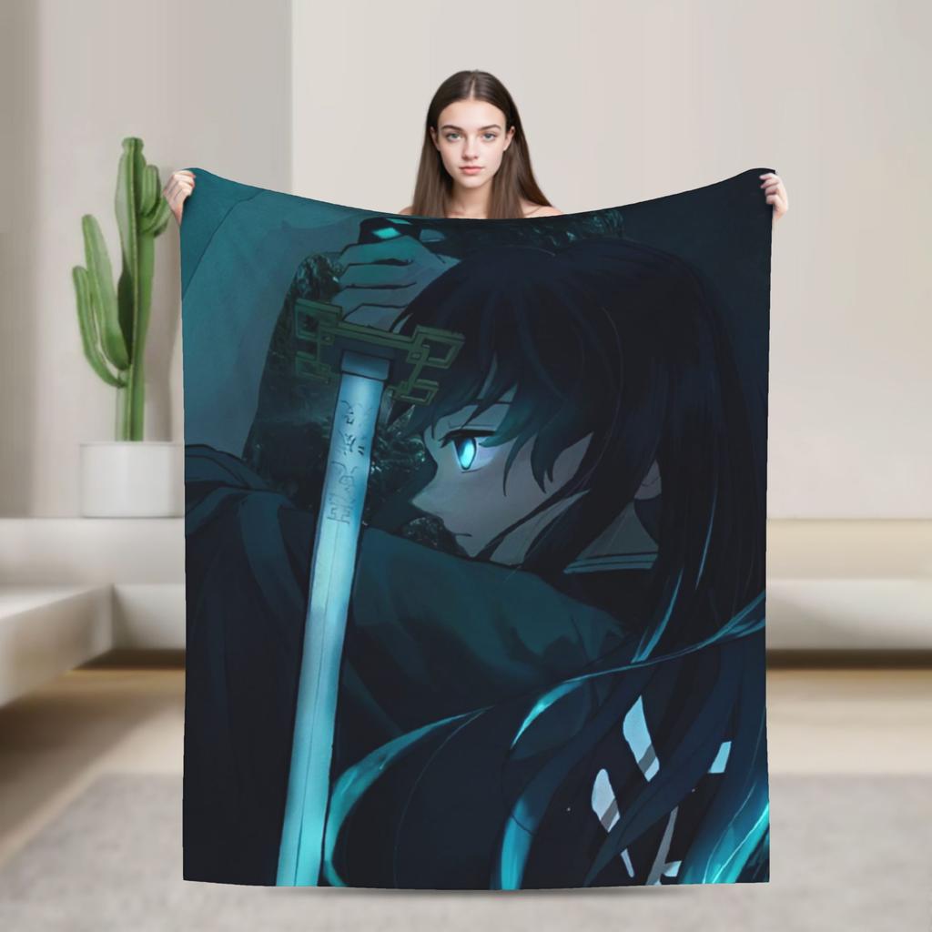 Flame Hashira Kyojuro Rengoku Blanket Anime Demon Slayer Fleece Awesome Breathable Throw Blanket for Coverlet Spring/Autumn