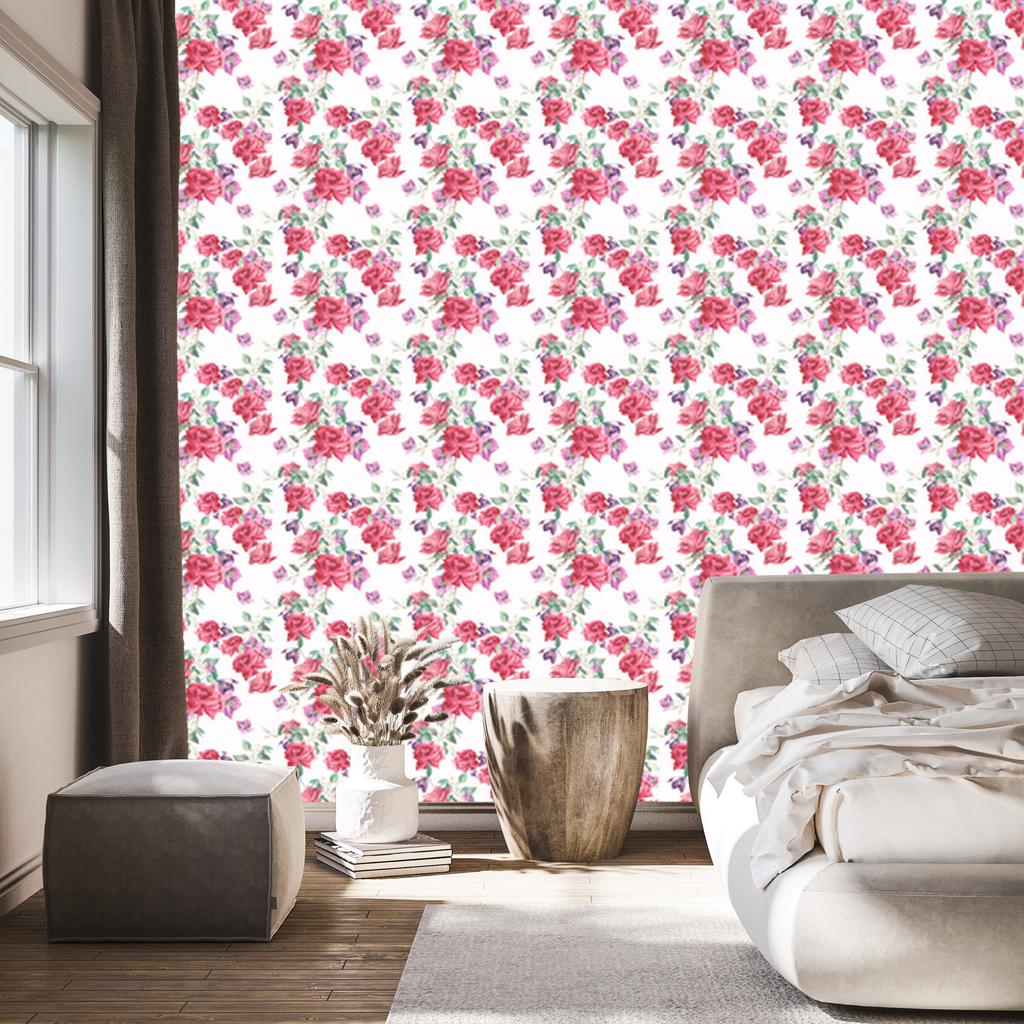 Roses leaves flowers wallpaper for living room and bedroom 50x1000