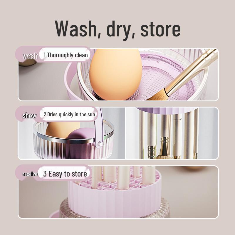 Silicone Makeup Brush & Blender Cleaning Kit with Drying Rack
