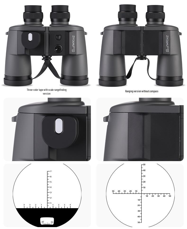 Free Tiger Jimu 10X50 HD Waterproof Marine Binoculars with Compass, Rangefinder, and BAK4 Lenses