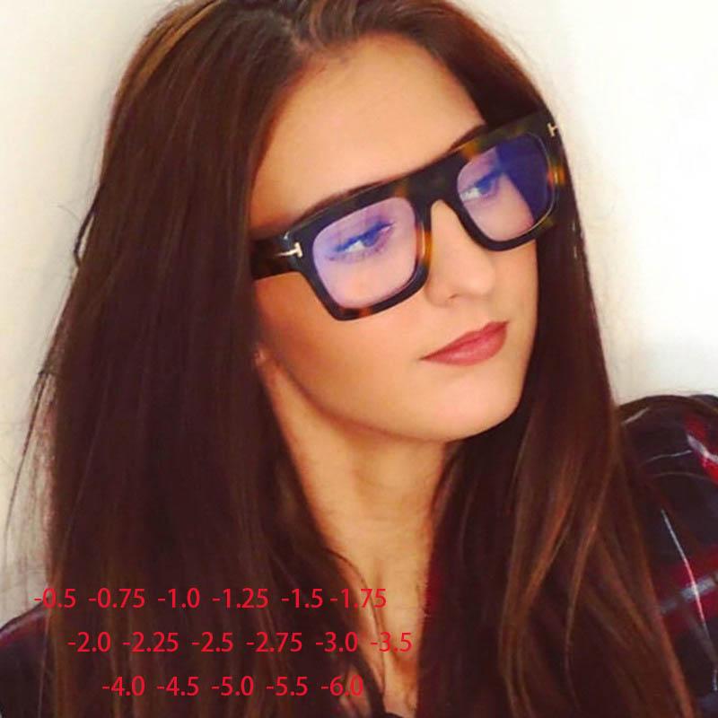 Oversize Square Frame Clear Lens Glasses Metal Hinge Myopia Nerd Spectacles Degree -0.5 -1.0 -2.0 -3.0 -4.0 to -6.0