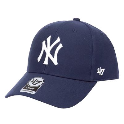 47 Brand MVP Logo New York Yankees MLB Stil Stradal Unisex Șapcă de Baseball Elegantă cu Velcro O Singură Bucată Ușoară, Bărbați/Femei, Închidere, Bleumarin,