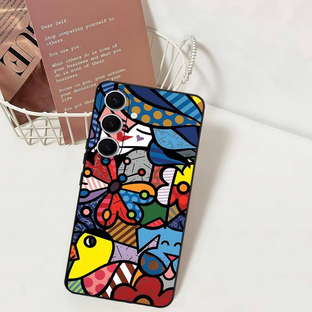 

Art R-Romero Britto Phone Case For Samsung S 24 Fe 25 Ultra Plus 20 Lite 21 30 22 23 24 22 Ultra 5G Fundas Samsung S20 5G