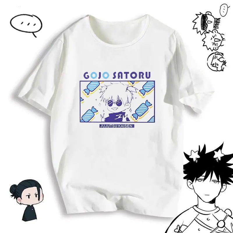 

Japanese Anime Jujutsu Kaisen Funny Print Tshirt Gojo Satoru T Shirt Summer Short Sleeve Tee Unisex Women Clothing 3XL