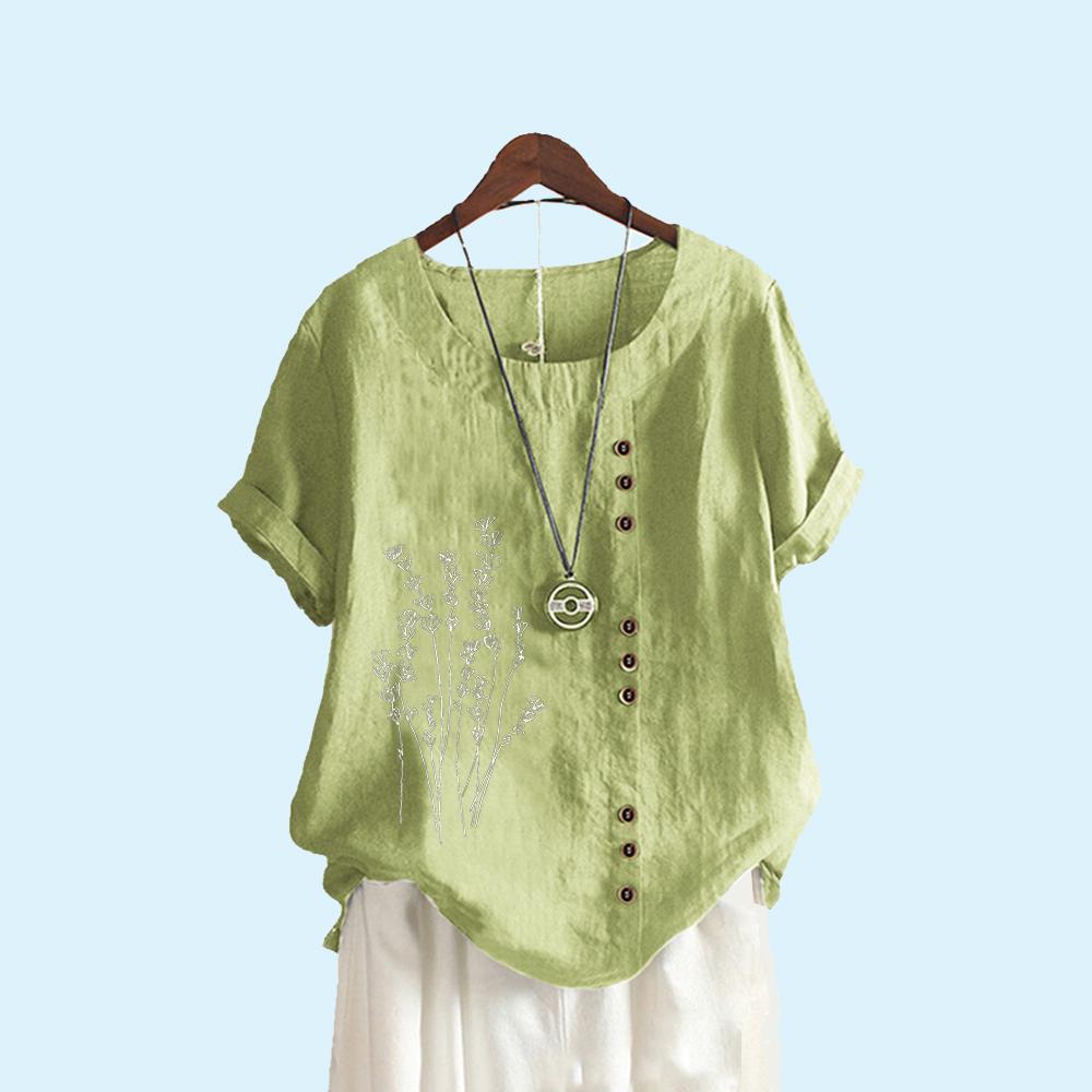 

Модная повседневная блузка с круглым вырезом и принтом, женская летняя футболка с коротким рукавом, женская S-5XL, пуловер больших размеров, свободная рубашка XXXXXL зелёный