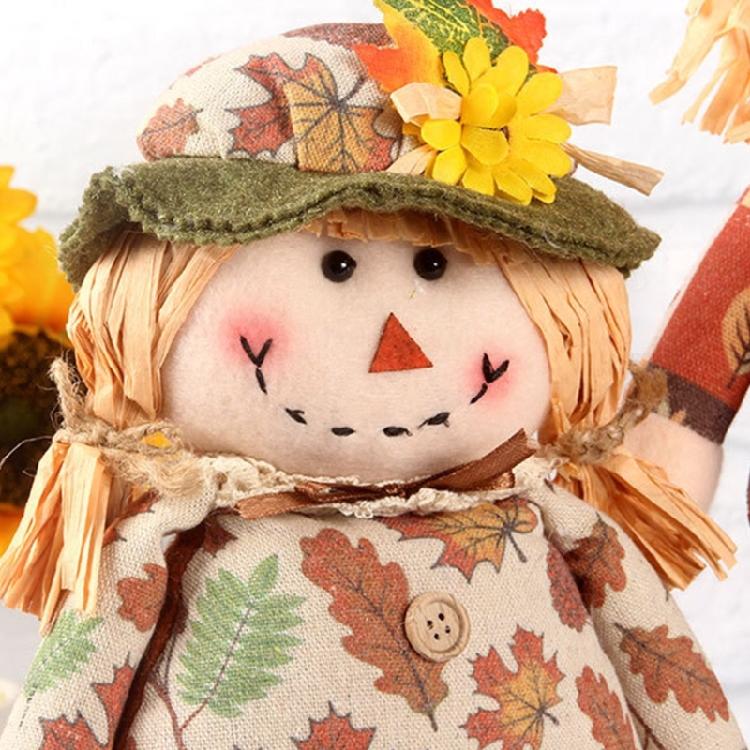 Standing Plush Harvest Scarecrows Dolls with Stretchable Long Legs Autumn Thanksgiving Festivals Decors for Indoor Space