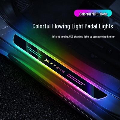XPeng Car Luminous Door Sill Light - No Wiring Needed, Colorful LED Ambient Welcome Lights