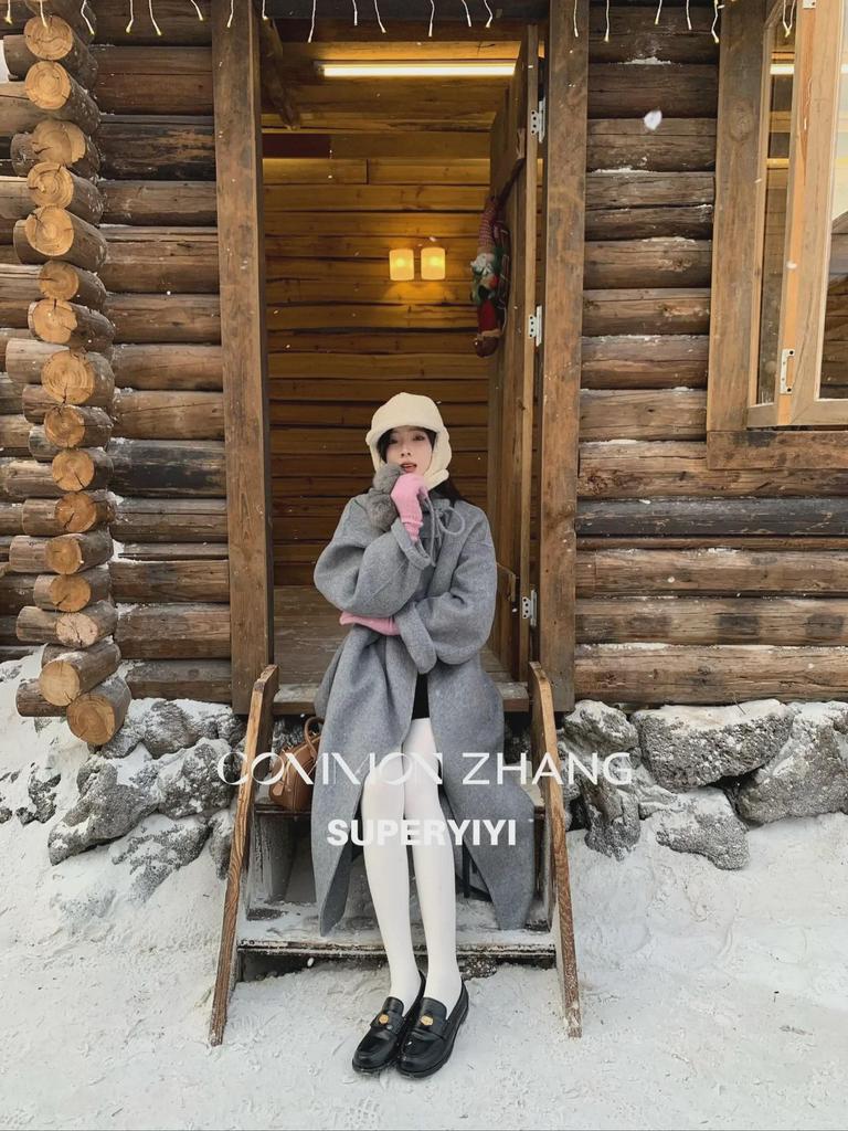 ZHANG Women's Korean Plush Ball Double-Sided Wool Coat - Classic Commuter Style