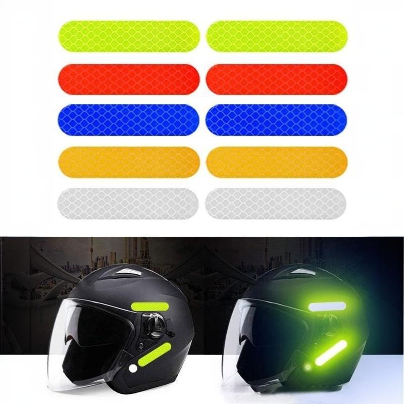 Helmet Reflective Stickers 10Pcs High Visibility Self Adhesive for Motorcycle Cycling Daily Riding Use