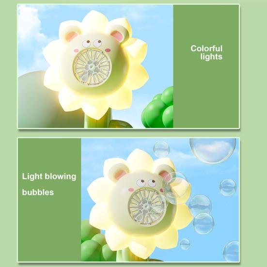 Electric Bubble Machine with LED Light Show Rechargeable Kids Bubble Blower Flower Automatic Swing Dance Handheld Kids Bubble Maker Outdoor Party Toys