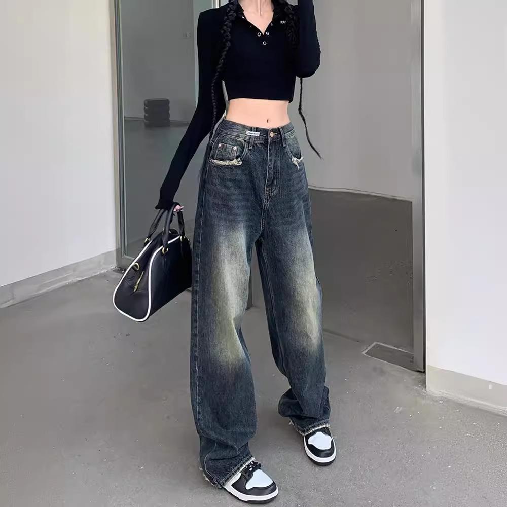 Džíny s vysokým pasem a širokými nohavicemi pro ženy Nové nejžhavější pro tlusté Mm Velká velikost Zeštíhlující kalhoty Volné Rovné Široké nohavice