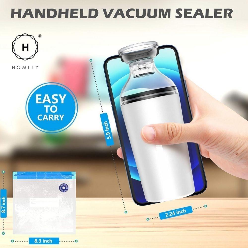 Homlly Reusable Sous Vide Food Vacuum with Portable Electric Vacuum Sealer Pump