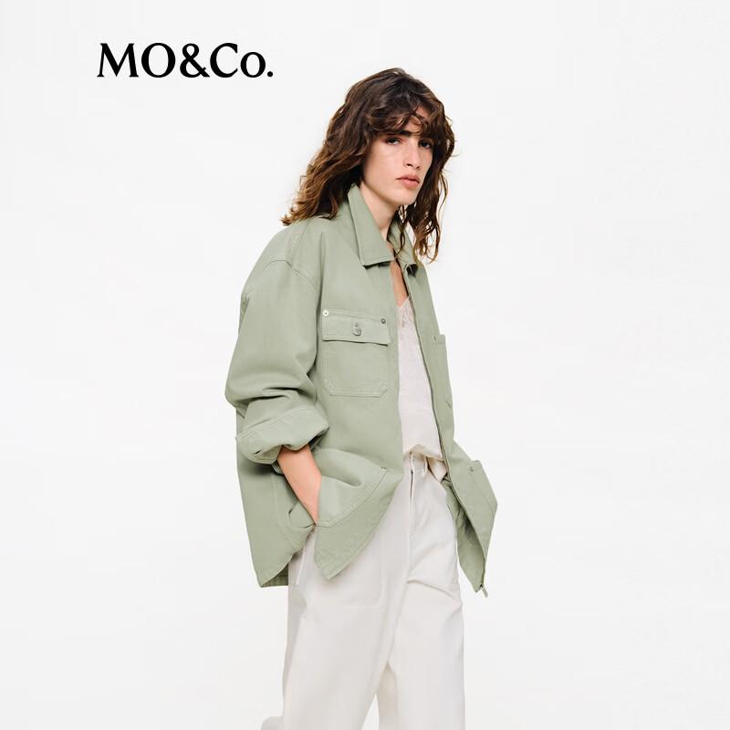 MO&Co. Solid Cotton Loose Fit Jacket