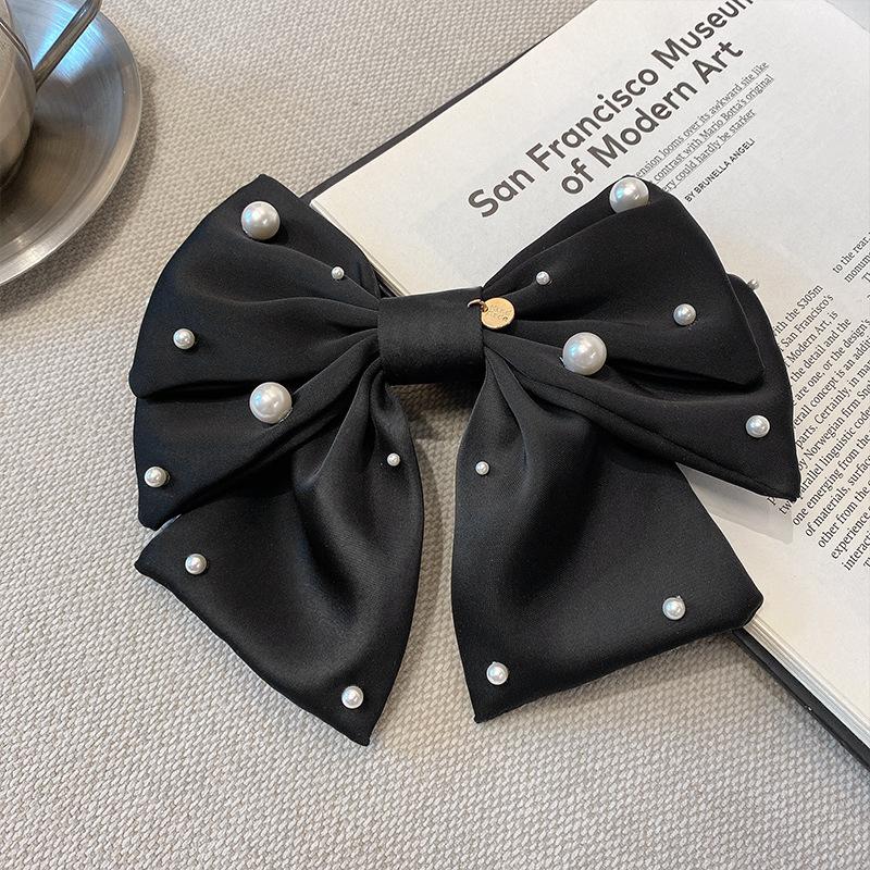 

Новый Женский Девичий Милый Жемчужный Атласный Бант Заколка для Волос Большая Лента Бант Заколка Однотонная Заколка для Волос Шарф Зажим для Хвоста