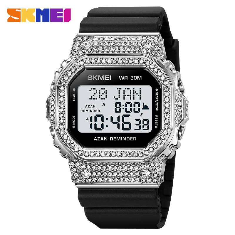 

Moment Beauty 2052 Fashion Diamond Temperament женские часы многофункциональные спортивные электронные часы с силиконовым ремешком