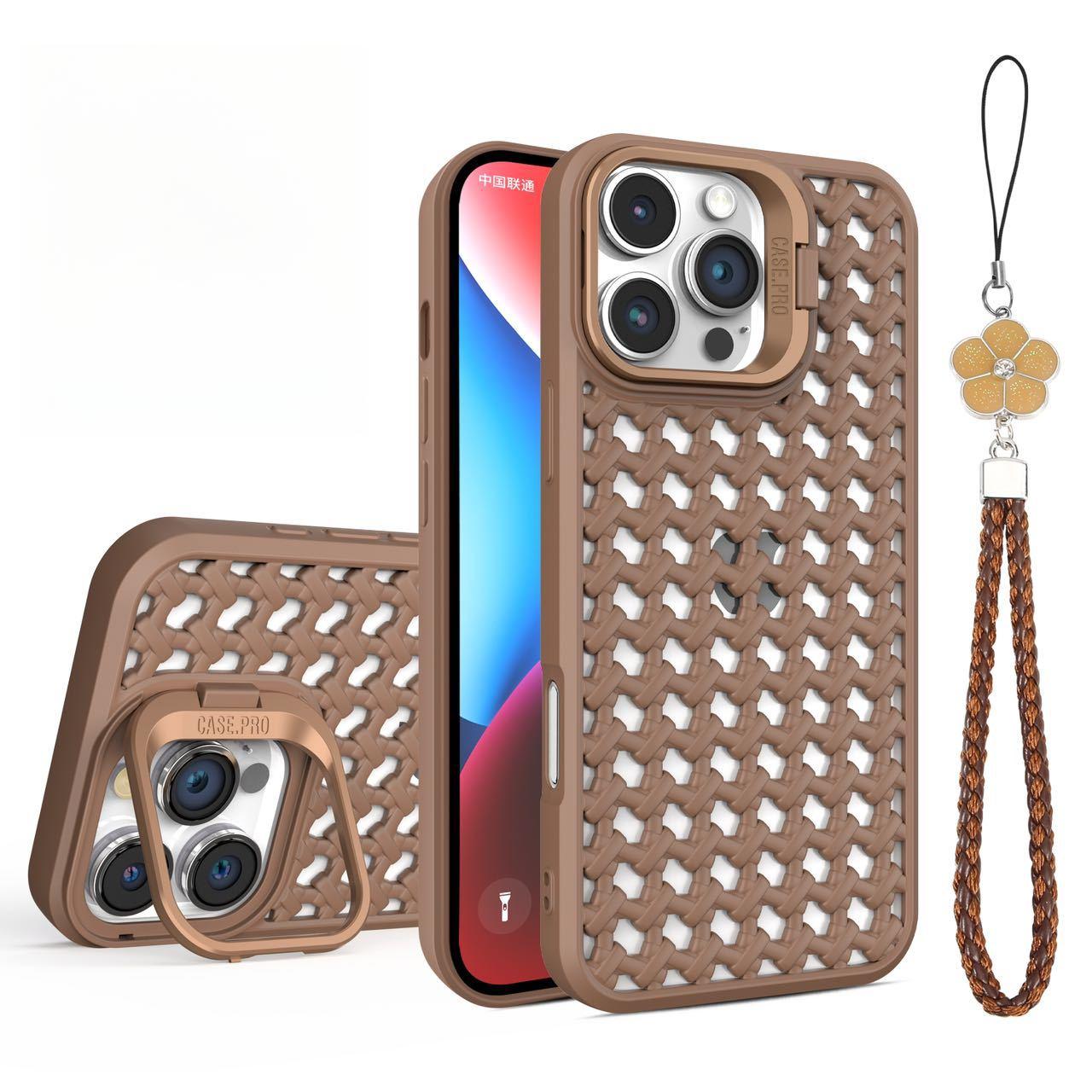 

Плетеный чехол для отвода тепла подходит для чехлов для телефонов Apple 16 с держателями для объективов, защитных чехлов Ip15, 14 дышащих и 13 мягких чехлов Apple 16Plus