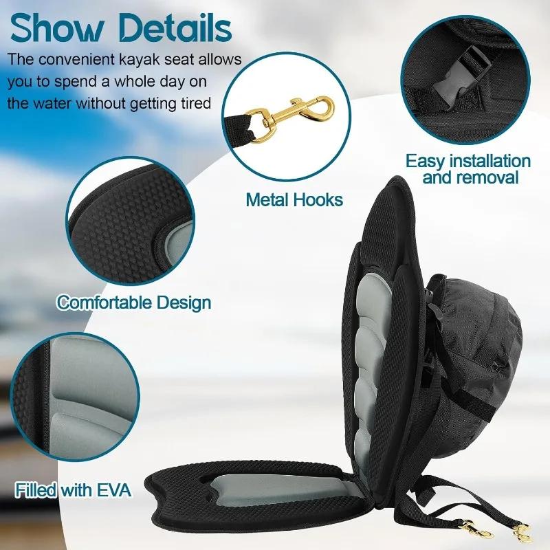 Thickened Backrest Seat Adjustable Kayak Sea Canoe Seat Universal Padded Paddle Board Seat for Kayaking Canoeing Rafting Fishing