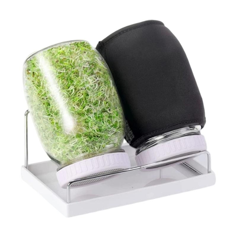 Conjunto Empilhável de Germinador de Sementes de Vidro com Base Ventilada e Manga de Sombreamento Adequado para Alfafa Feijão Mungo Jardinagem Indoor