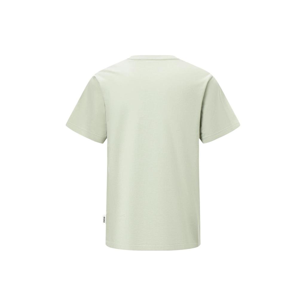 Li Ning Floral Print Round Neck Loose Short Sleeve T-Shirt Unisex Tops Desert-Green AHST117-2