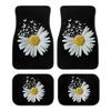 4pcs White Daisy Butterfly Car Non-Slip Carpet | Polyester, Easy To Clean & Install, Suitable for Cars & SUVs, Universal Fit