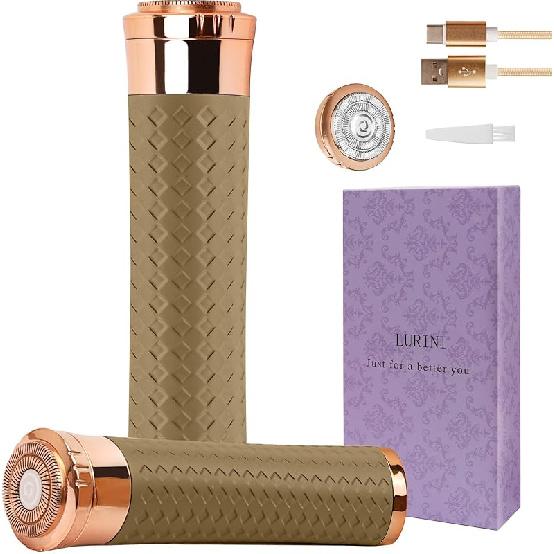 Facial Hair Removal for Women, Painless Rechargeable Hair Removal Device, Comes with 2 Replacement Heads, Portable Electric Shaver/Razor for Face,