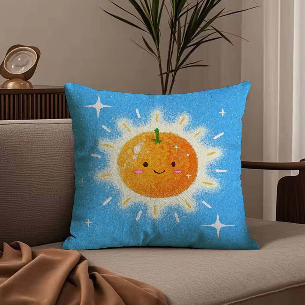 Anime Lucky Fruit Fun Pillow Case Anti-dustmite Pillowcase Invisible Zipper Silky Short Plush Sofa Cushion Cover