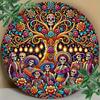 Vintage Sugar Skeleton Wreath Metal Wall Art for Day of the Dead Halloween Home Decor
