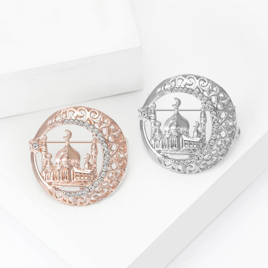Rhinestone Taj Mahal Brooch for Women Enamel Architecture Historical Sites Pins Event Party Decoration Clothes Accessories