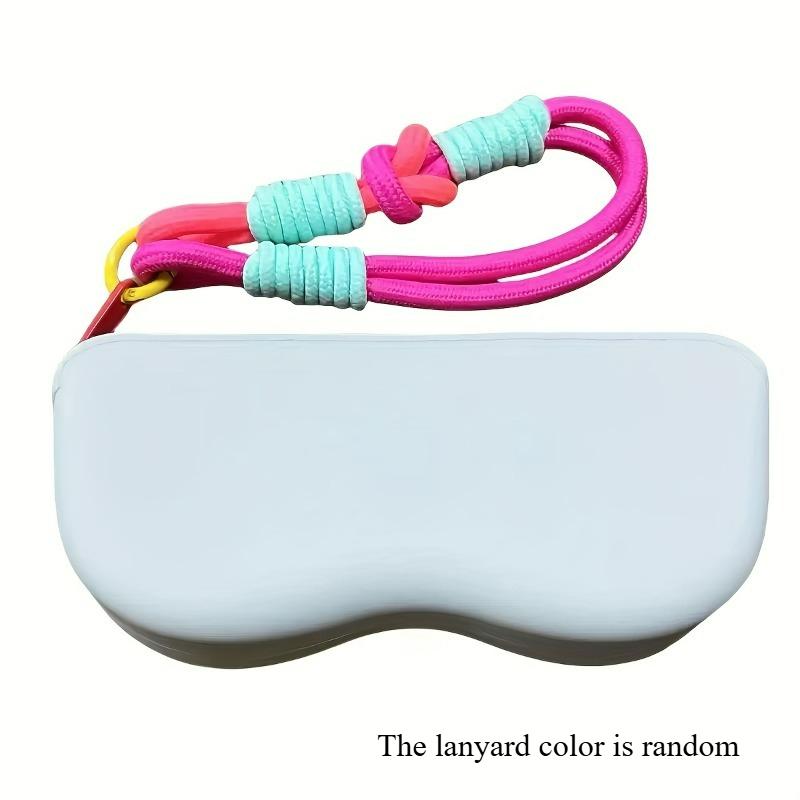 1pc Waterproof Silicone Glasses Case with Zipper & Braided Lanyard - Portable Fashion Glasses Storage