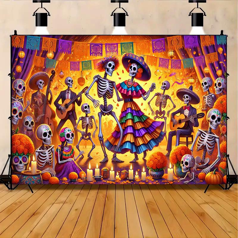 Day of the Dead celebration 8x6 feet polyester fiber banner - Vibrant multi-purpose decoration, suitable for partieszyc