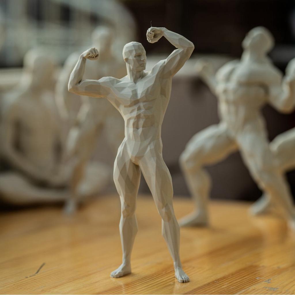 3D Yoga Pose Figurine – Male Plastic Desktop Ornament for Home & Office Decor