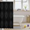 Boho Damask Shower Curtain - Baroque Style Antique Ornament, European Pattern Floral Decorative Polyester Fabric - Black & Grey